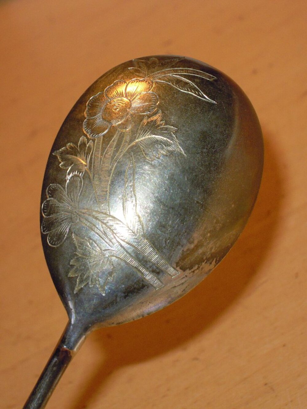 Antique Russian Imperial Silver Tea Spoon Engraved Bowl 46 gram 84 silver